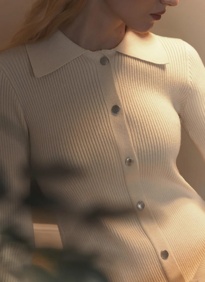 Lichi Mini dress in rib-knit jersey with button fastening